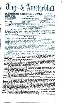 Tag- und Anzeigeblatt für Kempten und das Allgäu Sonntag 27. Oktober 1878