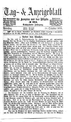 Tag- und Anzeigeblatt für Kempten und das Allgäu Dienstag 29. Oktober 1878