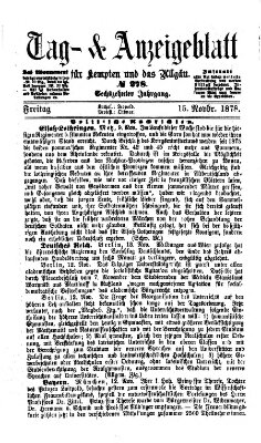 Tag- und Anzeigeblatt für Kempten und das Allgäu Freitag 15. November 1878