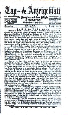 Tag- und Anzeigeblatt für Kempten und das Allgäu Sonntag 24. November 1878