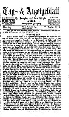 Tag- und Anzeigeblatt für Kempten und das Allgäu Samstag 7. Dezember 1878