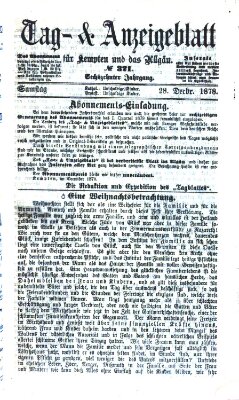 Tag- und Anzeigeblatt für Kempten und das Allgäu Samstag 28. Dezember 1878