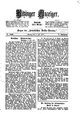 Kitzinger Anzeiger Montag 2. Juli 1877