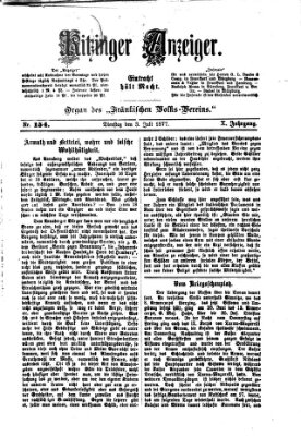 Kitzinger Anzeiger Dienstag 3. Juli 1877