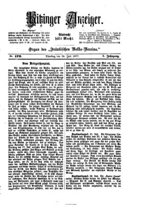 Kitzinger Anzeiger Dienstag 24. Juli 1877