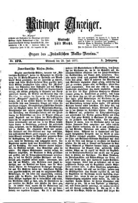 Kitzinger Anzeiger Mittwoch 25. Juli 1877