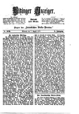 Kitzinger Anzeiger Mittwoch 1. August 1877