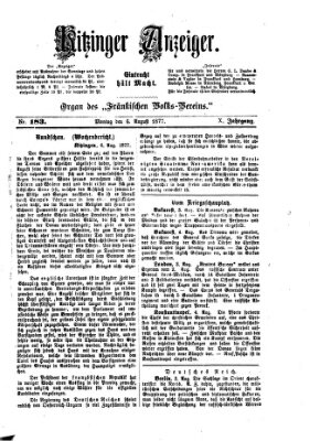 Kitzinger Anzeiger Montag 6. August 1877