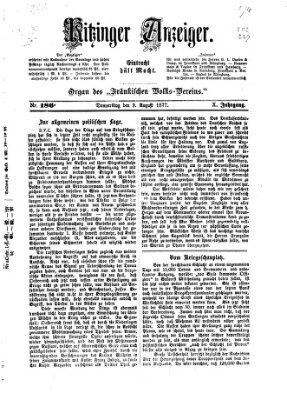 Kitzinger Anzeiger Donnerstag 9. August 1877