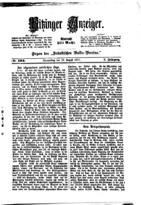 Kitzinger Anzeiger Donnerstag 16. August 1877