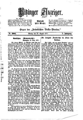 Kitzinger Anzeiger Montag 27. August 1877