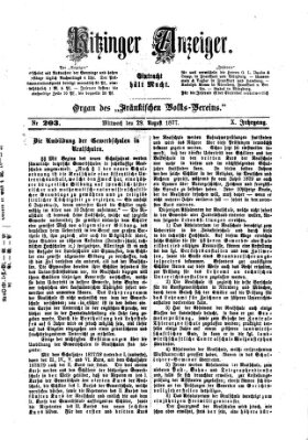 Kitzinger Anzeiger Mittwoch 29. August 1877