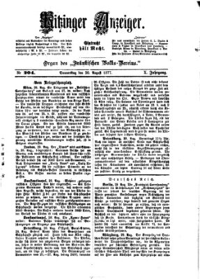 Kitzinger Anzeiger Donnerstag 30. August 1877