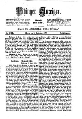 Kitzinger Anzeiger Montag 3. September 1877