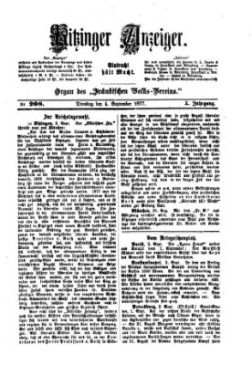 Kitzinger Anzeiger Dienstag 4. September 1877