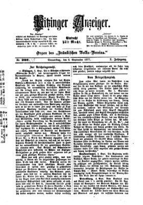 Kitzinger Anzeiger Donnerstag 6. September 1877