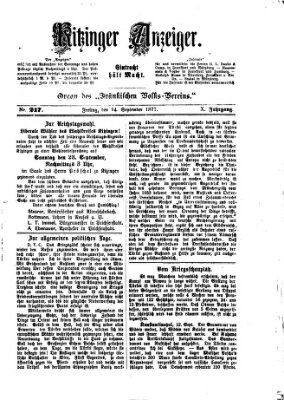 Kitzinger Anzeiger Freitag 14. September 1877