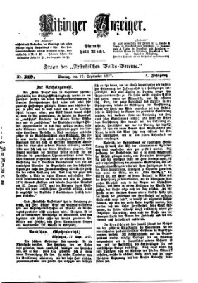 Kitzinger Anzeiger Montag 17. September 1877