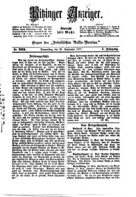 Kitzinger Anzeiger Donnerstag 20. September 1877