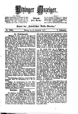 Kitzinger Anzeiger Montag 24. September 1877