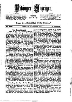 Kitzinger Anzeiger Dienstag 25. September 1877