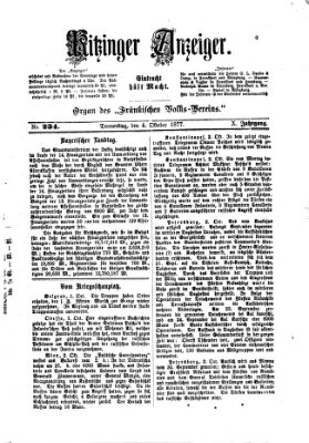 Kitzinger Anzeiger Donnerstag 4. Oktober 1877