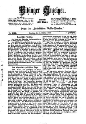 Kitzinger Anzeiger Samstag 6. Oktober 1877