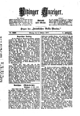 Kitzinger Anzeiger Montag 8. Oktober 1877