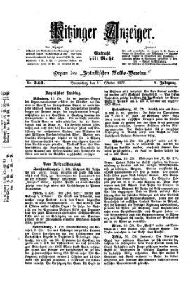 Kitzinger Anzeiger Donnerstag 11. Oktober 1877