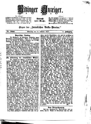 Kitzinger Anzeiger Mittwoch 17. Oktober 1877