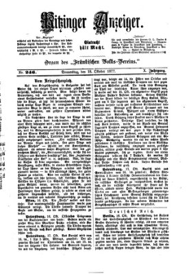 Kitzinger Anzeiger Donnerstag 18. Oktober 1877