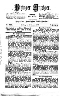 Kitzinger Anzeiger Samstag 3. November 1877