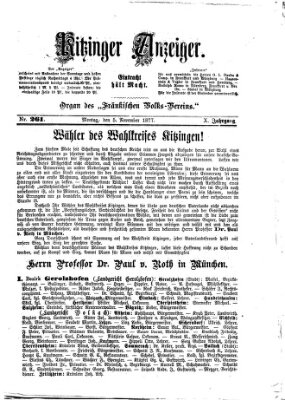 Kitzinger Anzeiger Montag 5. November 1877