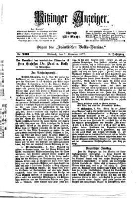 Kitzinger Anzeiger Mittwoch 7. November 1877