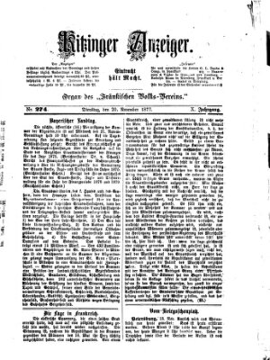 Kitzinger Anzeiger Dienstag 20. November 1877