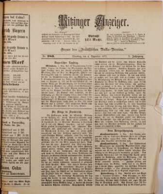 Kitzinger Anzeiger Dienstag 4. Dezember 1877