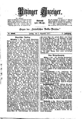 Kitzinger Anzeiger Freitag 7. Dezember 1877