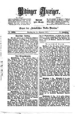 Kitzinger Anzeiger Dienstag 11. Dezember 1877